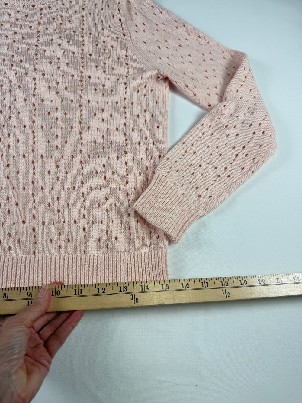 J. Crew - Point Sur Collection Pale Pink Openwork Crewneck Sweater - Perfect M - Picture 14 of 14